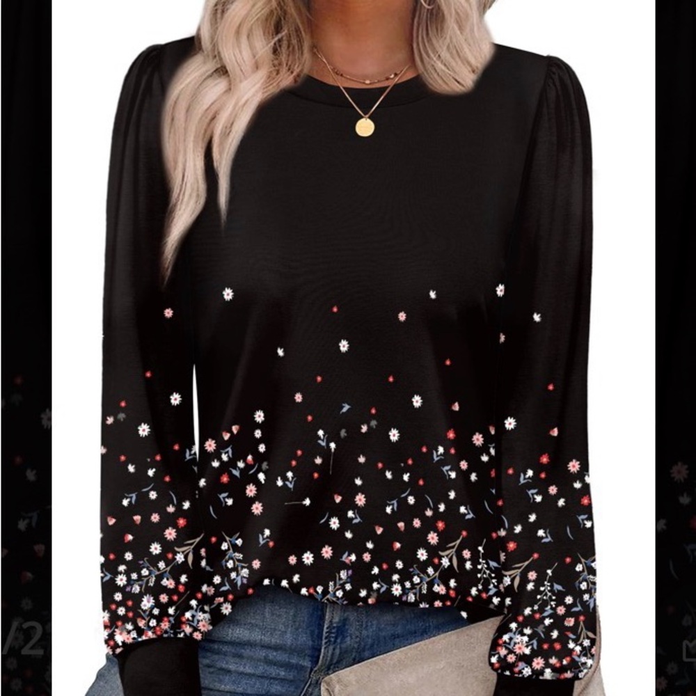 Black Floral Women's Top